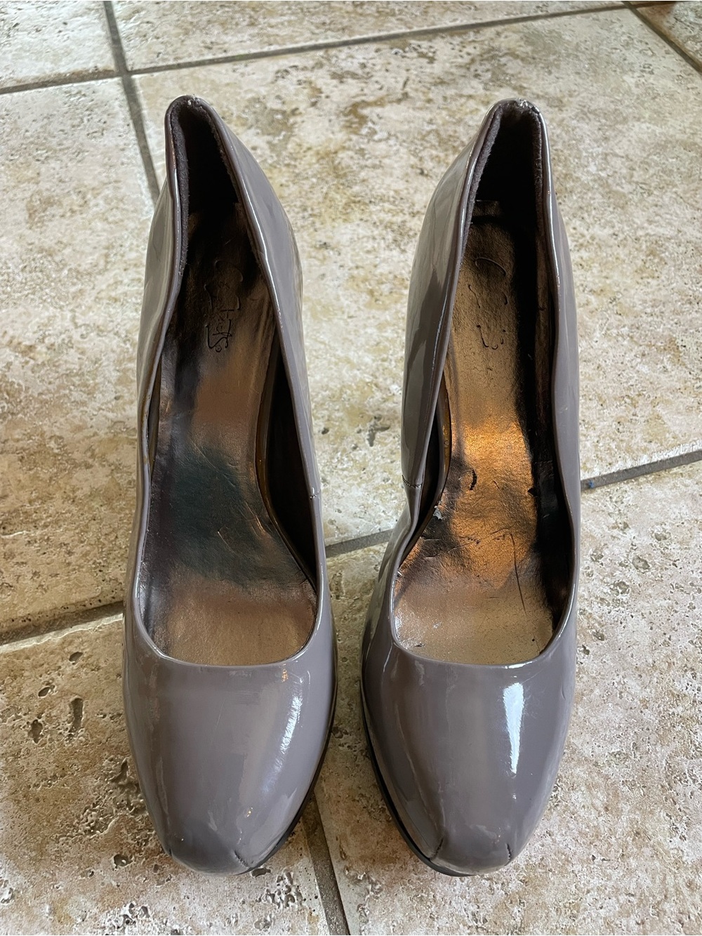 Women's Classic Patent Round-Toe Pumps - Taupe